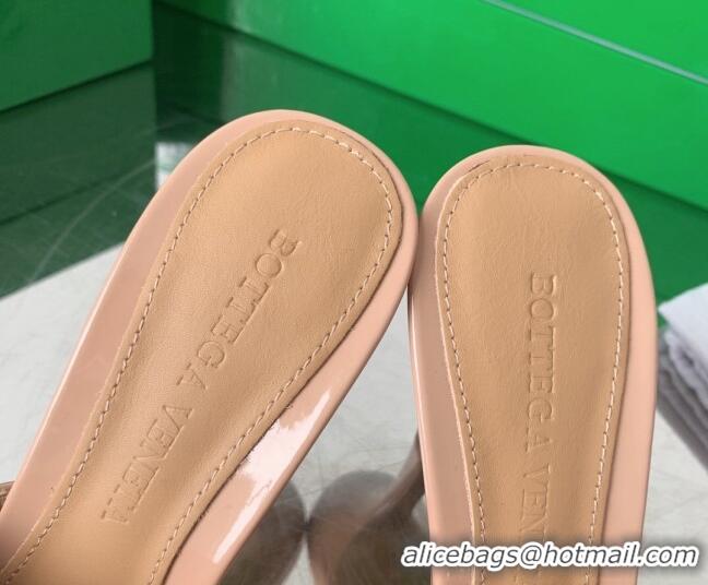 Best Product Bottega Veneta Stretch Patent Leather High Heel Slide Sandals 9cm Nude Pink 021803