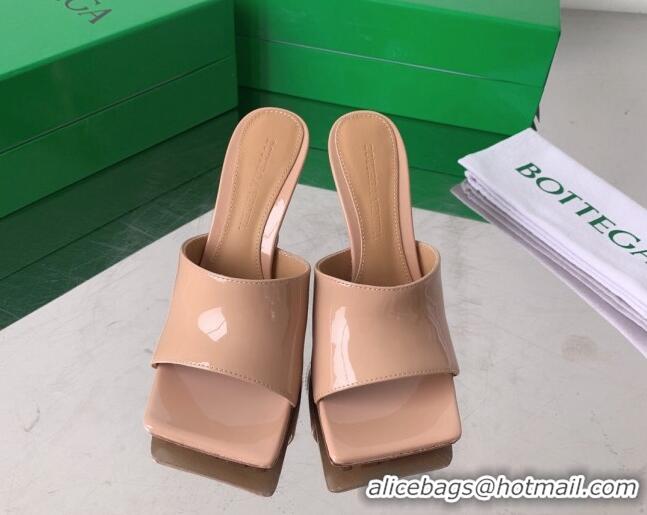 Best Product Bottega Veneta Stretch Patent Leather High Heel Slide Sandals 9cm Nude Pink 021803