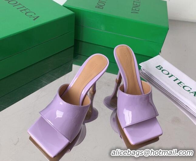 Sumptuous Bottega Veneta Stretch Patent Leather High Heel Slide Sandals 9cm Lavender Purple 021806