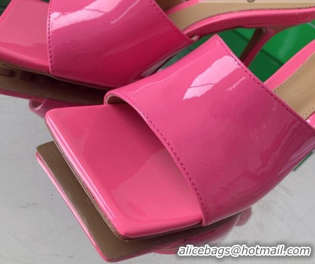 Good Quality Bottega Veneta Stretch Patent Leather High Heel Slide Sandals 9cm Pop Pink 021808