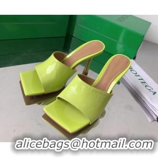 Sophisticated Bottega Veneta Stretch Patent Leather High Heel Slide Sandals 9cm Kiwi Green 021810