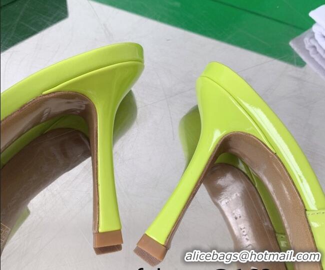 Sophisticated Bottega Veneta Stretch Patent Leather High Heel Slide Sandals 9cm Kiwi Green 021810