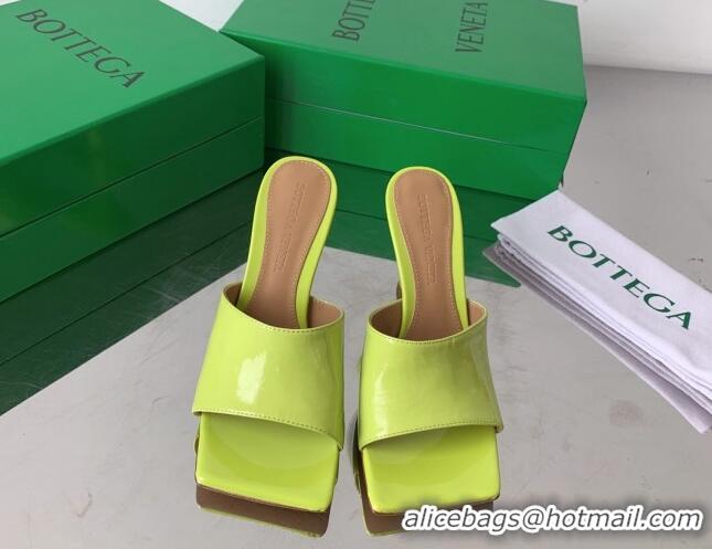 Sophisticated Bottega Veneta Stretch Patent Leather High Heel Slide Sandals 9cm Kiwi Green 021810