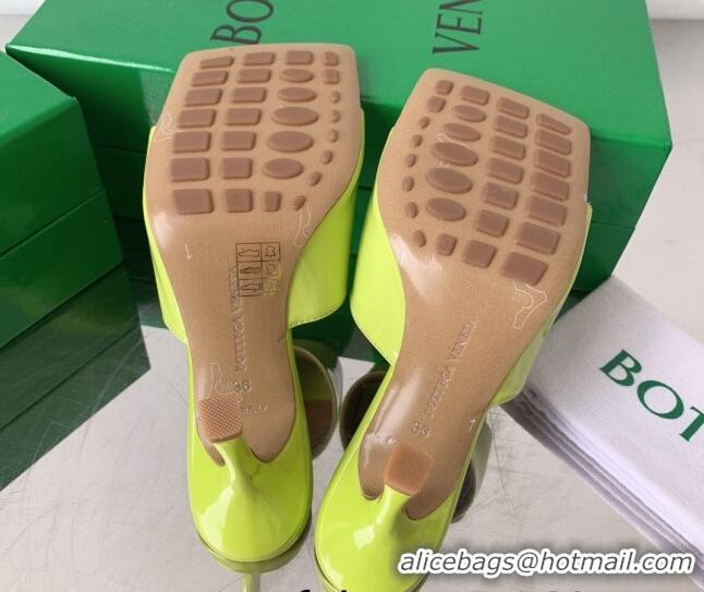 Sophisticated Bottega Veneta Stretch Patent Leather High Heel Slide Sandals 9cm Kiwi Green 021810