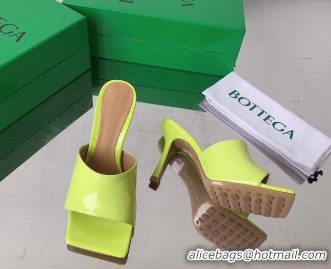 Sophisticated Bottega Veneta Stretch Patent Leather High Heel Slide Sandals 9cm Kiwi Green 021810