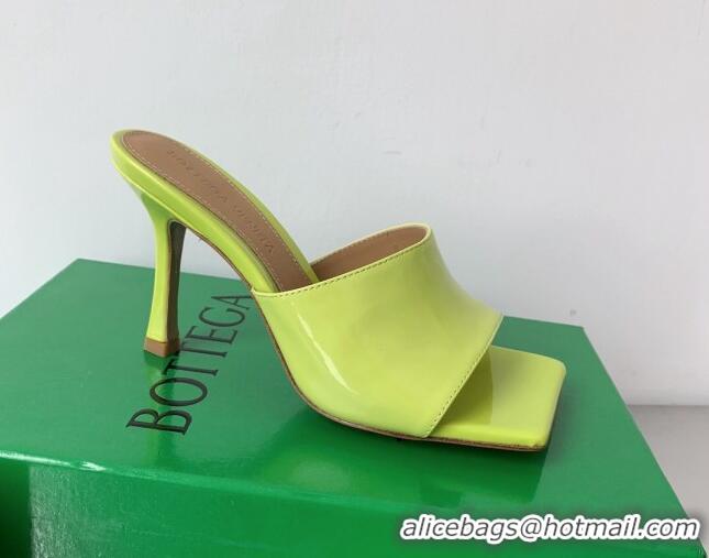 Sophisticated Bottega Veneta Stretch Patent Leather High Heel Slide Sandals 9cm Kiwi Green 021810