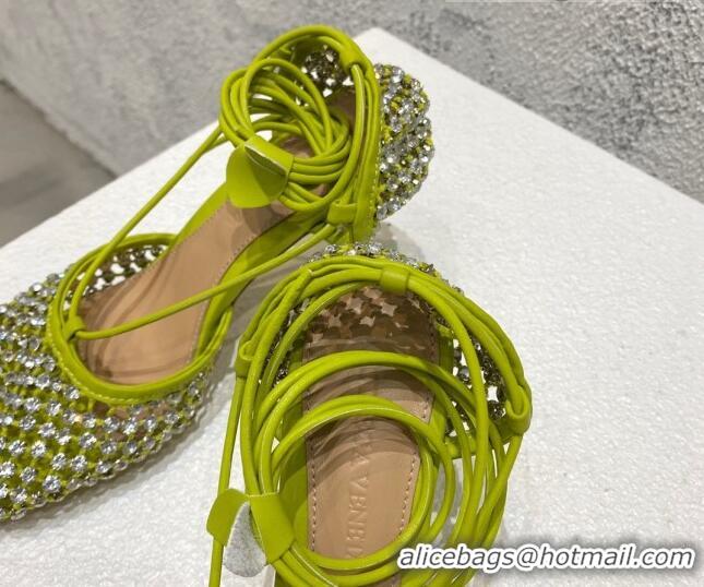 Hot Style Bottega Veneta Sparkle Stretch Crystal Mesh Sandals 9cm Kiwi Green 032108