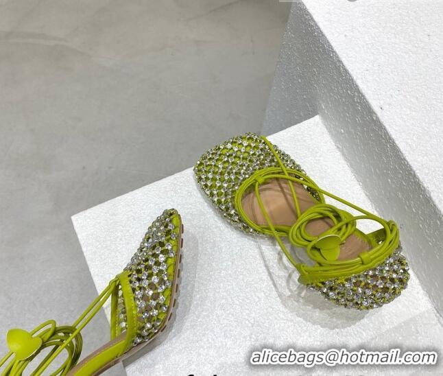 Hot Style Bottega Veneta Sparkle Stretch Crystal Mesh Sandals 9cm Kiwi Green 032108