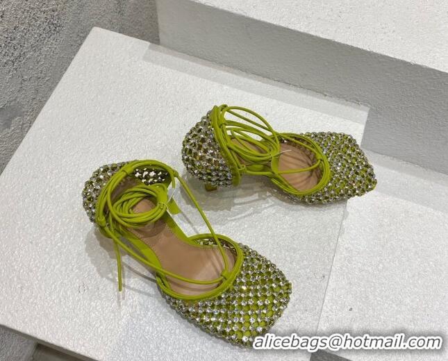 Hot Style Bottega Veneta Sparkle Stretch Crystal Mesh Sandals 9cm Kiwi Green 032108