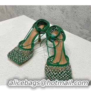 Purchase Bottega Veneta Sparkle Stretch Crystal Mesh Sandals 9cm Racing Green 032109