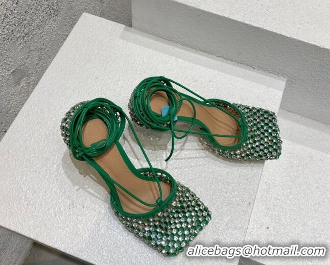 Purchase Bottega Veneta Sparkle Stretch Crystal Mesh Sandals 9cm Racing Green 032109