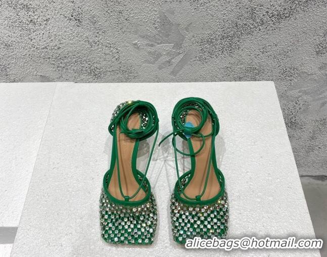 Purchase Bottega Veneta Sparkle Stretch Crystal Mesh Sandals 9cm Racing Green 032109