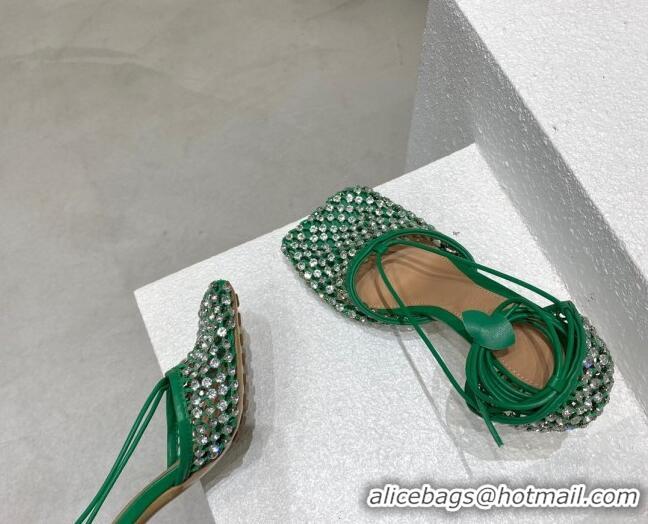 Purchase Bottega Veneta Sparkle Stretch Crystal Mesh Sandals 9cm Racing Green 032109