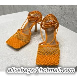 Classic Hot Bottega Veneta Cord Mesh High Heel Sandals 9cm Orange 032111