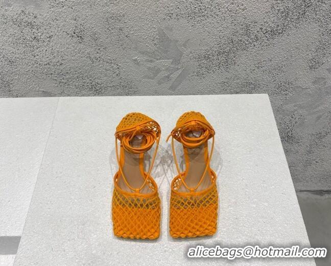 Classic Hot Bottega Veneta Cord Mesh High Heel Sandals 9cm Orange 032111