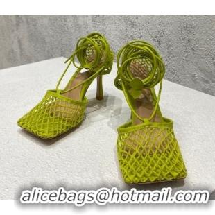 Fashion Bottega Veneta Cord Mesh High Heel Sandals 9cm Kiwi Green 032112