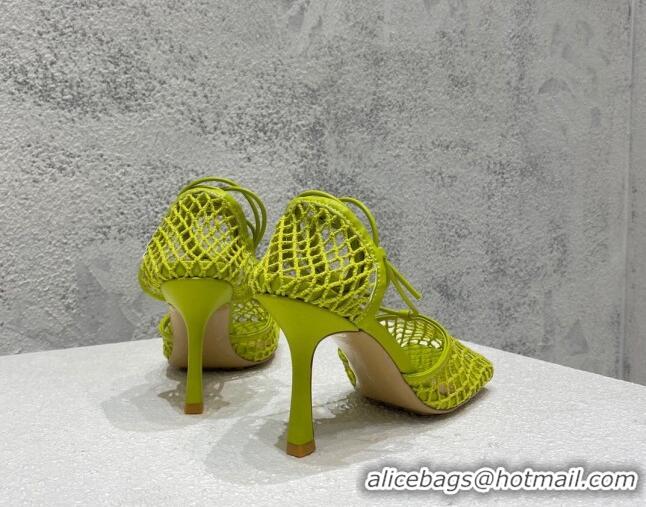 Fashion Bottega Veneta Cord Mesh High Heel Sandals 9cm Kiwi Green 032112