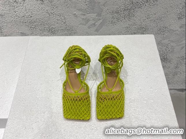 Fashion Bottega Veneta Cord Mesh High Heel Sandals 9cm Kiwi Green 032112