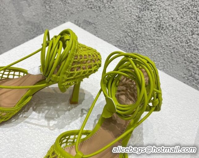 Fashion Bottega Veneta Cord Mesh High Heel Sandals 9cm Kiwi Green 032112