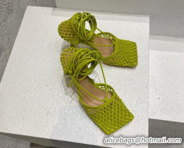 Fashion Bottega Veneta Cord Mesh High Heel Sandals 9cm Kiwi Green 032112