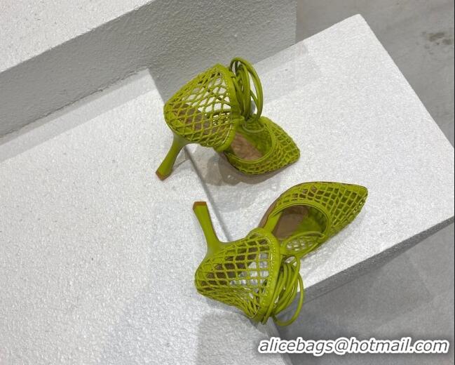 Fashion Bottega Veneta Cord Mesh High Heel Sandals 9cm Kiwi Green 032112