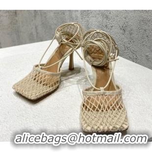 Low Price Bottega Veneta Cord Mesh High Heel Sandals 9cm White 032113