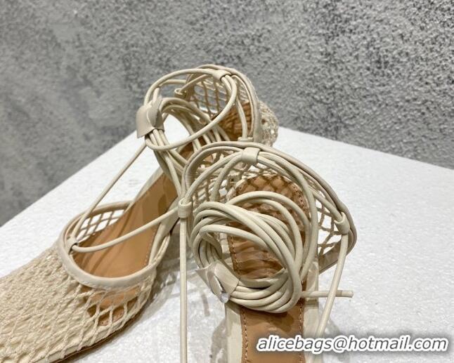 Low Price Bottega Veneta Cord Mesh High Heel Sandals 9cm White 032113