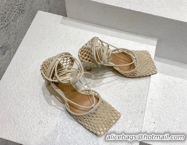 Low Price Bottega Veneta Cord Mesh High Heel Sandals 9cm White 032113