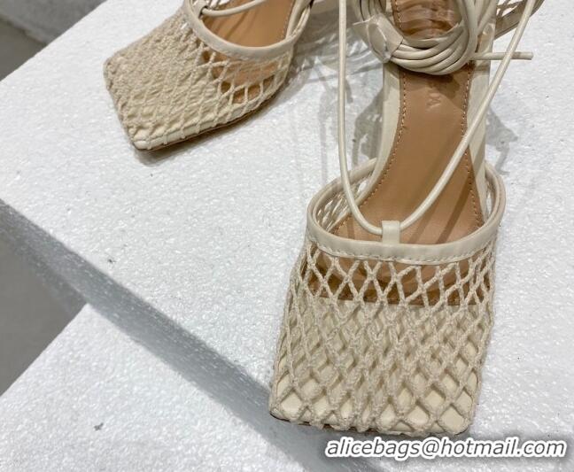 Low Price Bottega Veneta Cord Mesh High Heel Sandals 9cm White 032113