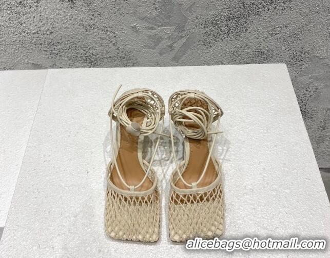 Low Price Bottega Veneta Cord Mesh High Heel Sandals 9cm White 032113