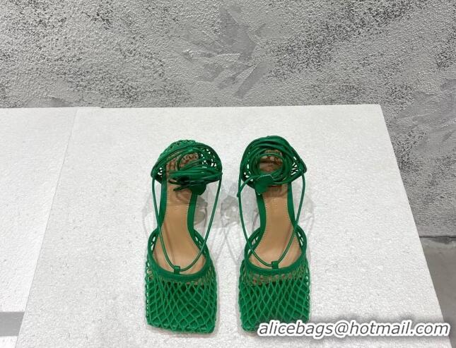 AAAAA Bottega Veneta Cord Mesh High Heel Sandals 9cm Racing Green 032114