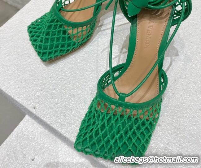 AAAAA Bottega Veneta Cord Mesh High Heel Sandals 9cm Racing Green 032114