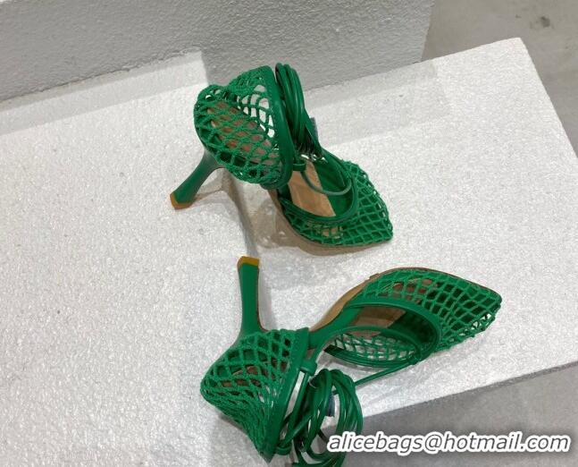 AAAAA Bottega Veneta Cord Mesh High Heel Sandals 9cm Racing Green 032114