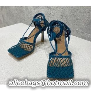 Affordable Price Bottega Veneta Cord Mesh High Heel Sandals 9cm Blue 032115