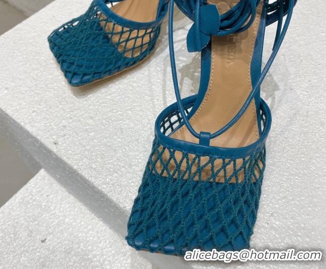 Affordable Price Bottega Veneta Cord Mesh High Heel Sandals 9cm Blue 032115