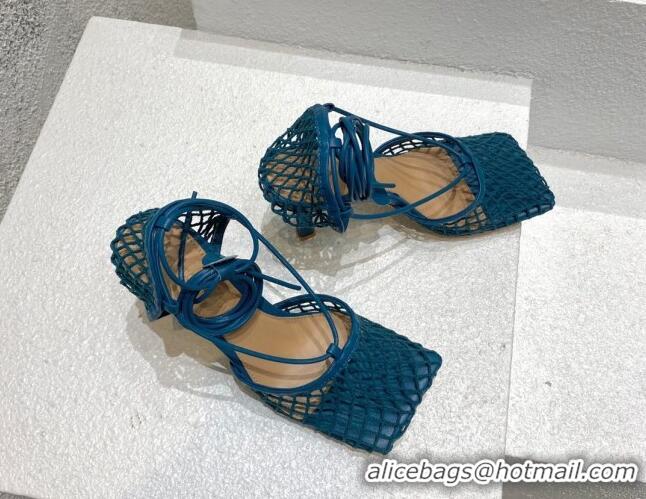 Affordable Price Bottega Veneta Cord Mesh High Heel Sandals 9cm Blue 032115