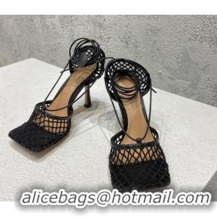 Reasonable Price Bottega Veneta Cord Mesh High Heel Sandals 9cm Black 032116