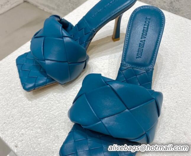 Duplicate Bottega Veneta Woven Lambskin High Heel Slide Sandals 9.5cm 032117 Blue