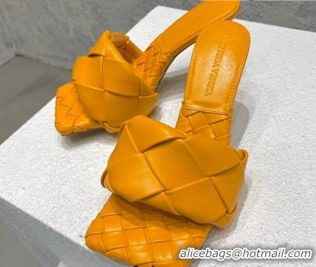 Best Price Bottega Veneta Woven Lambskin High Heel Slide Sandals 9.5cm 032117 Yellow