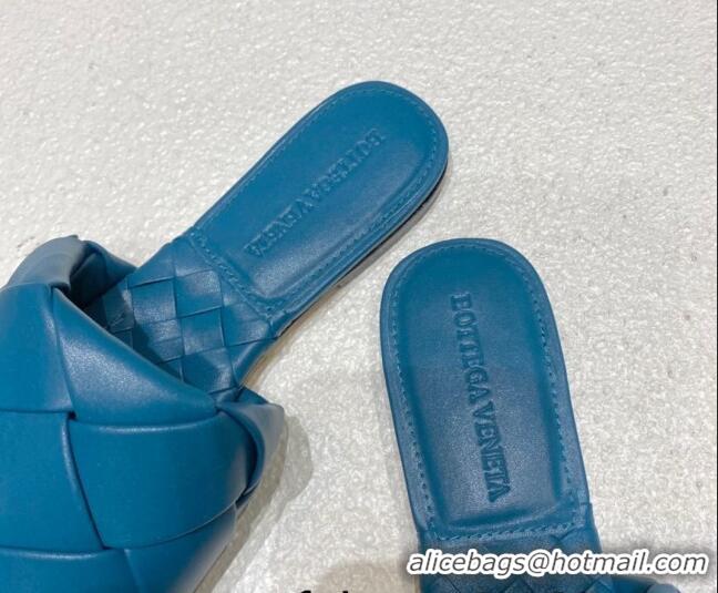 Grade Quality Bottega Veneta Woven Lambskin Flat Slide Sandals 9.5cm Blue 032133