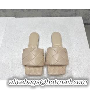 Unique Style Bottega Veneta Woven Lambskin Flat Slide Sandals 9.5cm Nude 032137