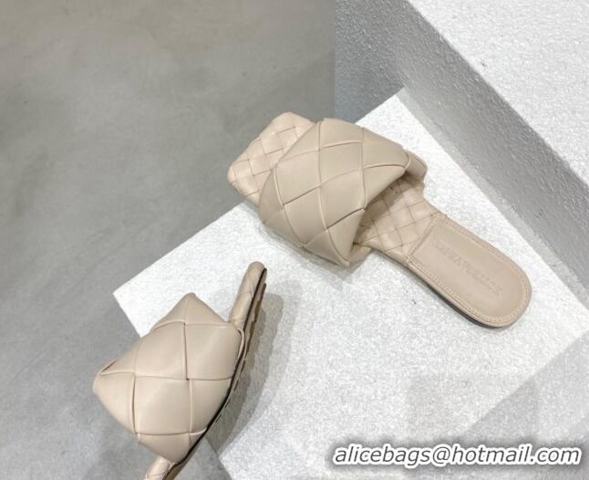 Unique Style Bottega Veneta Woven Lambskin Flat Slide Sandals 9.5cm Nude 032137