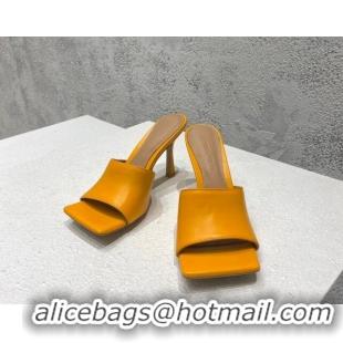 Cheap Price Bottega Veneta Stretch Lambskin High Heel Slide Sandals 9.5cm Orange 032147