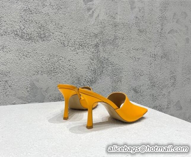 Cheap Price Bottega Veneta Stretch Lambskin High Heel Slide Sandals 9.5cm Orange 032147