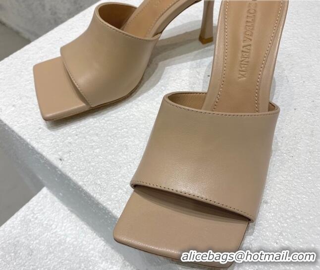 aaaaa Bottega Veneta Stretch Lambskin High Heel Slide Sandals 9.5cm Beige 032148