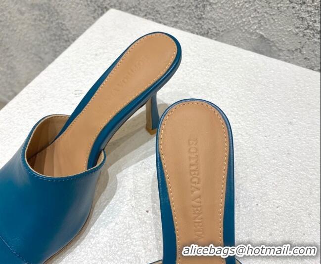 Best Product Bottega Veneta Stretch Lambskin High Heel Slide Sandals 9.5cm Blue 032150