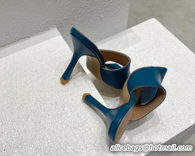 Best Product Bottega Veneta Stretch Lambskin High Heel Slide Sandals 9.5cm Blue 032150