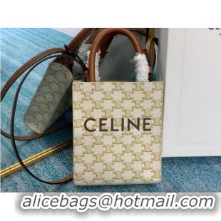 Low Cost Celine MINI CABAS VERTICAL IN TRIOMPHE CANVAS 194372 white