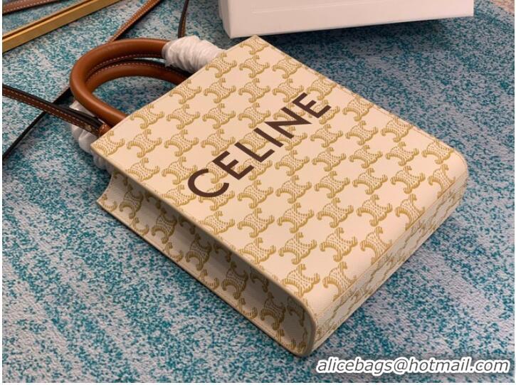 Low Cost Celine MINI CABAS VERTICAL IN TRIOMPHE CANVAS 194372 white