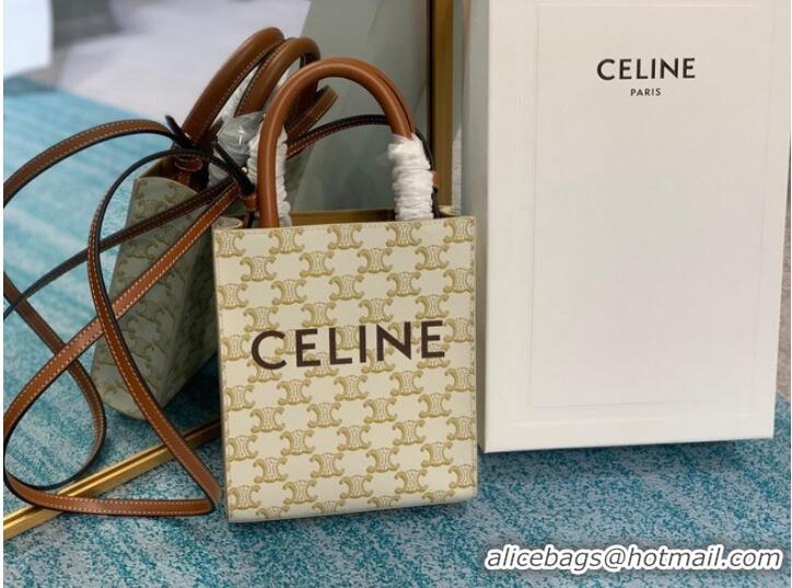 Low Cost Celine MINI CABAS VERTICAL IN TRIOMPHE CANVAS 194372 white